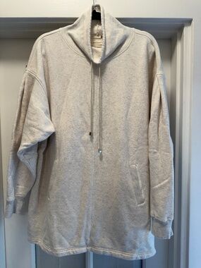 Ann Mashburn Oversized Funnel Neck Cotton Sweatshirt Oatmeal XL